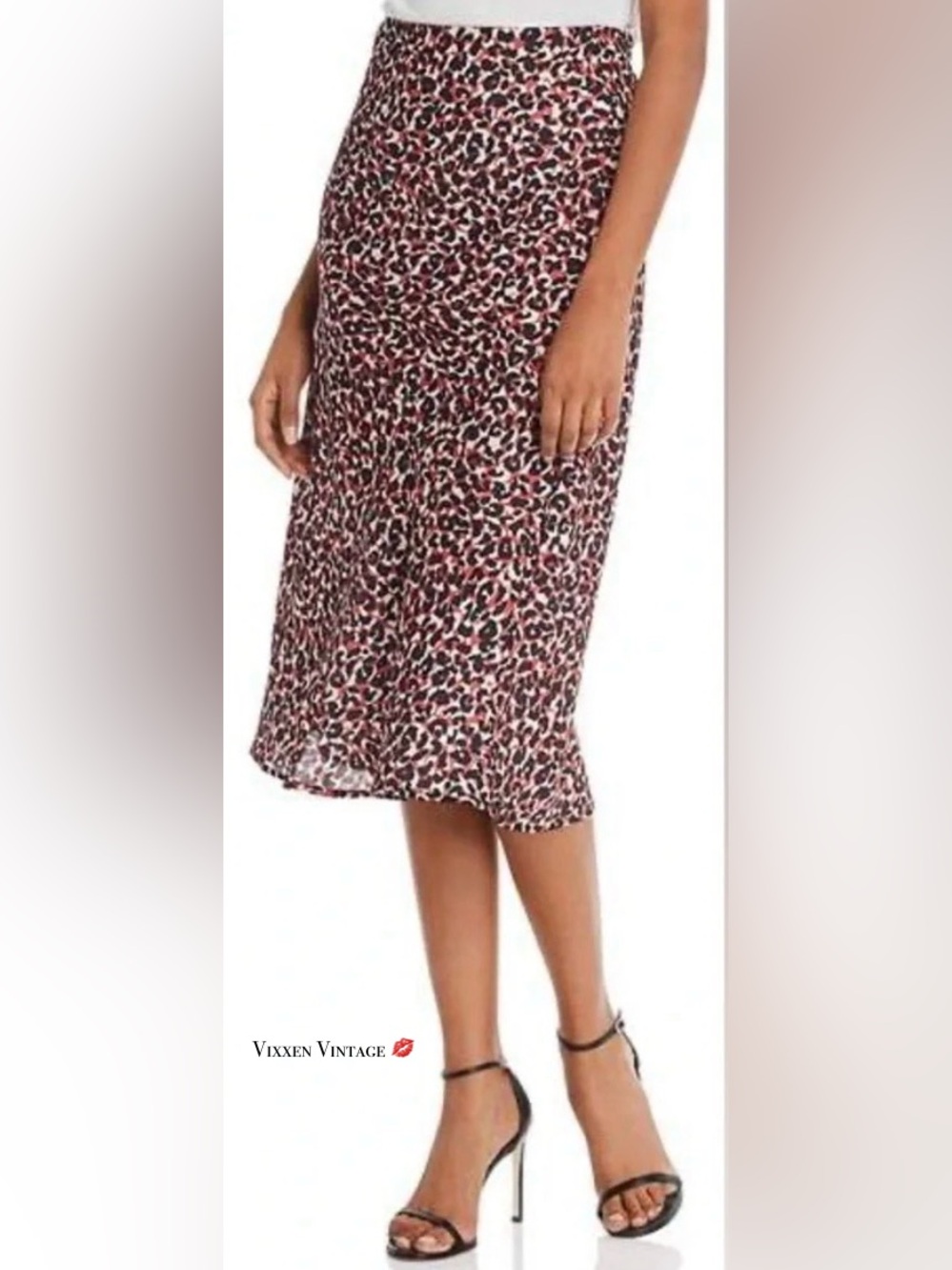 SANCTUARY ANIMAL PRINT MIDI SATIN SLIP SKIRT